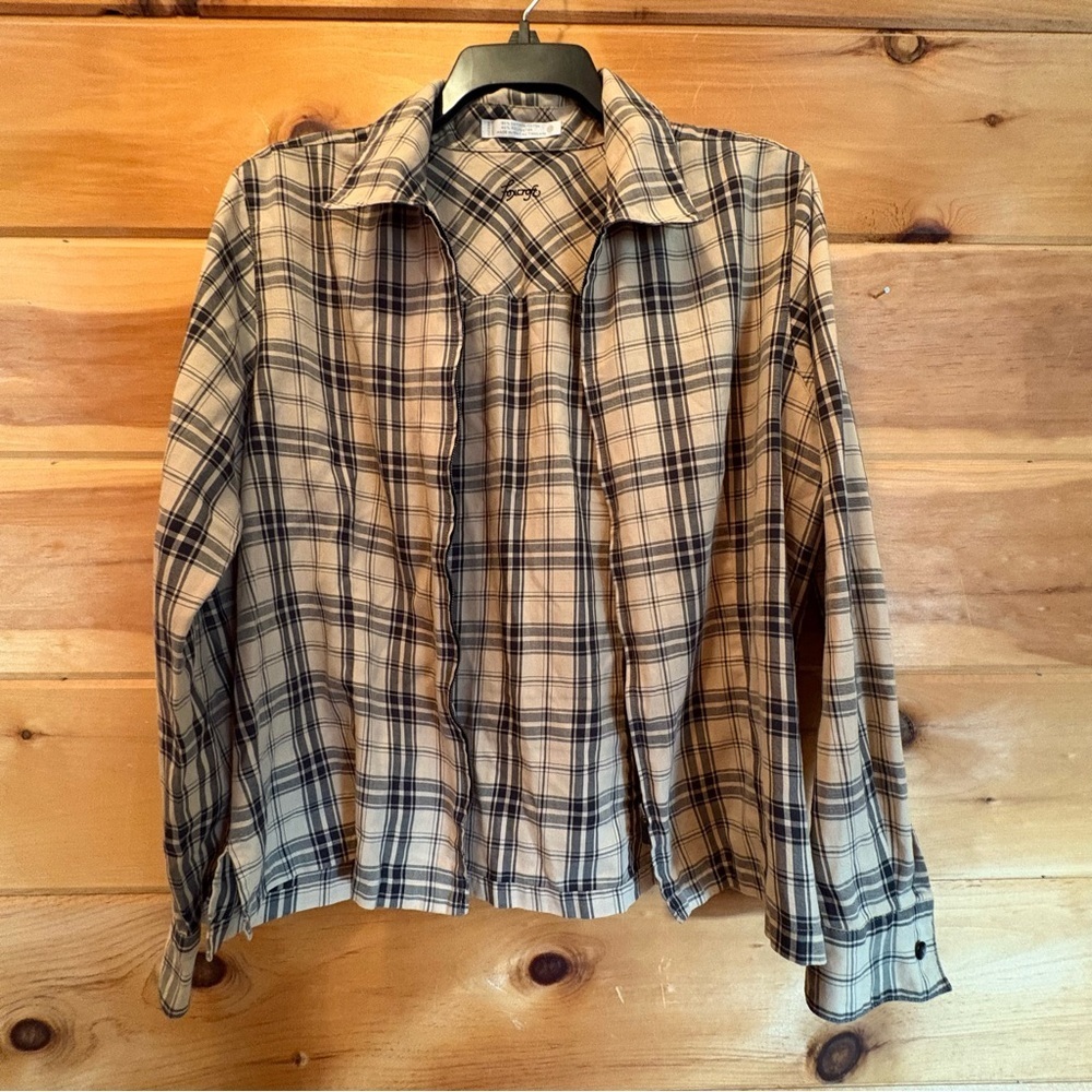 Foxcroft Plaid Zip-Up Shirt - Size 10 cotton blend. - Picture 7 of 10